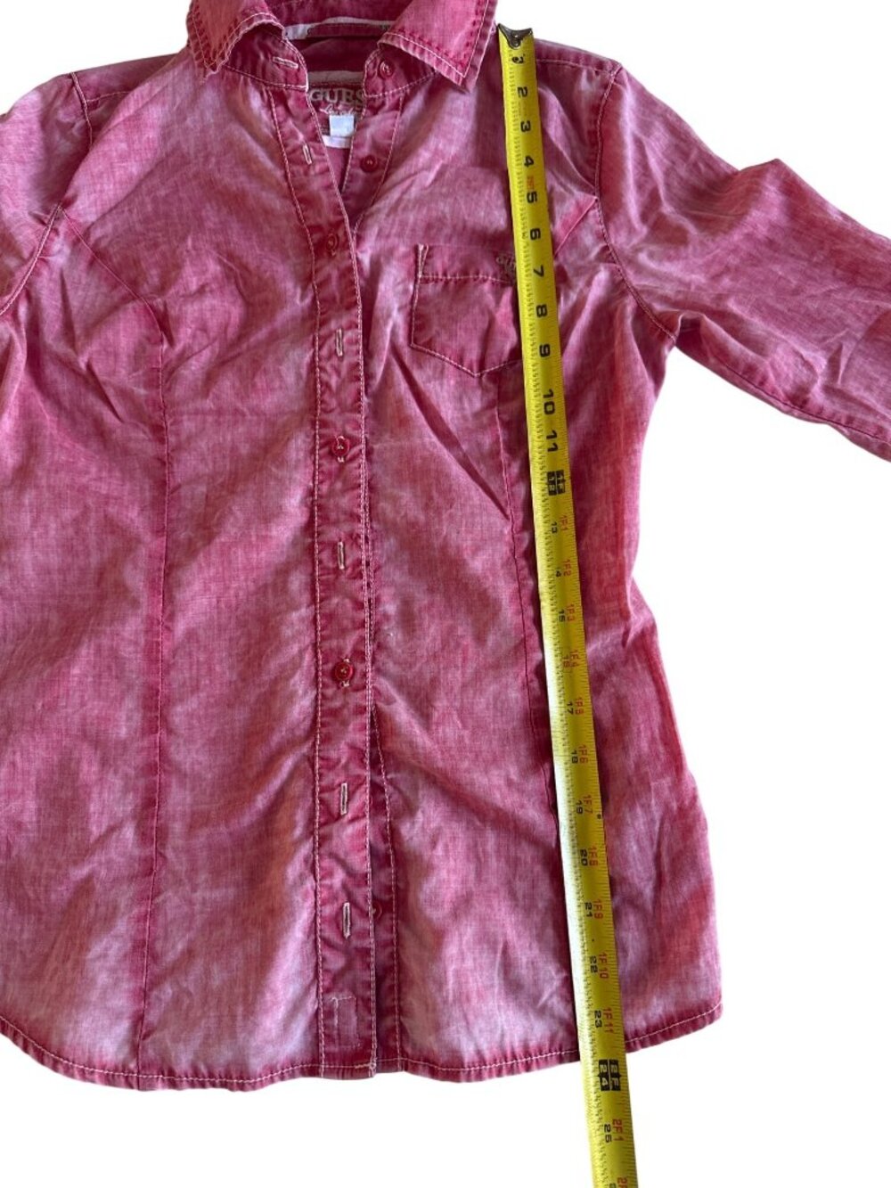 Guess Womens Pink Long Sleeve Button-Up Shirt Size S - Picture 7 of 10
